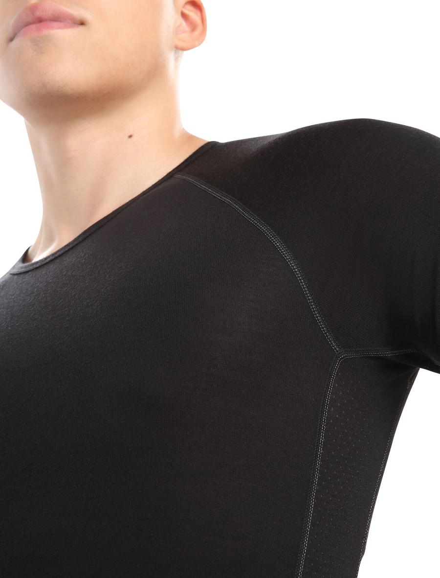 Men's Icebreaker BodyfitZone™ Merino 150 Zone Short Sleeve Crewe Thermal Top Base Layers Black | CA 1613GSOL